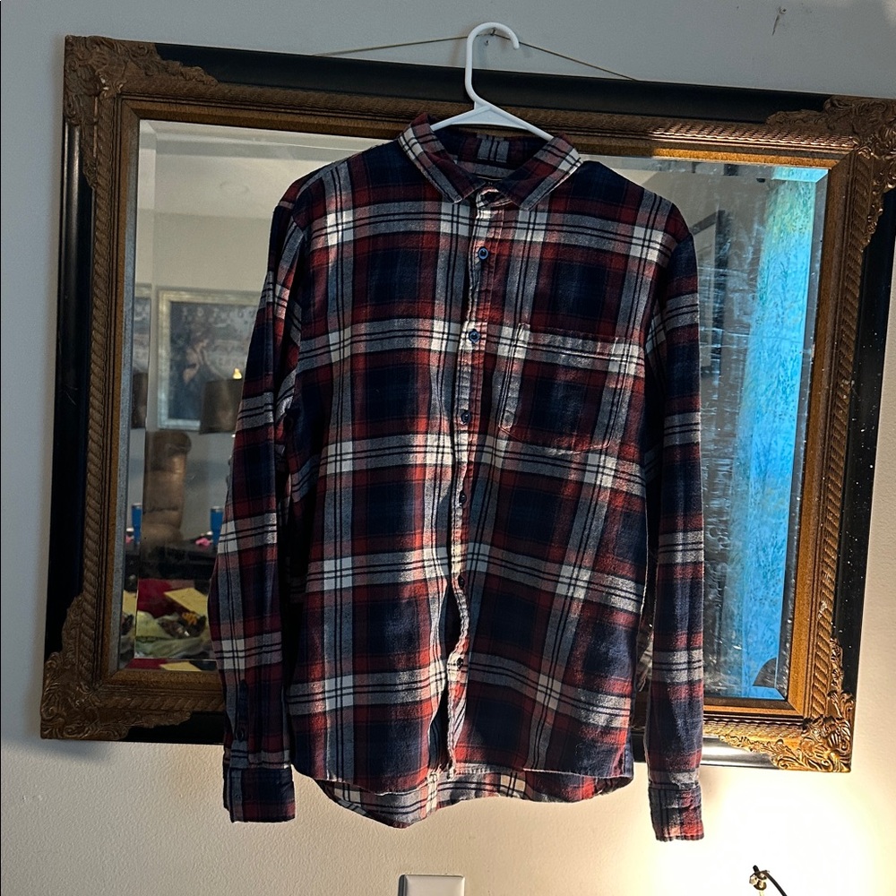 Forever 21 Men's Red and Blue Checkered Shirt